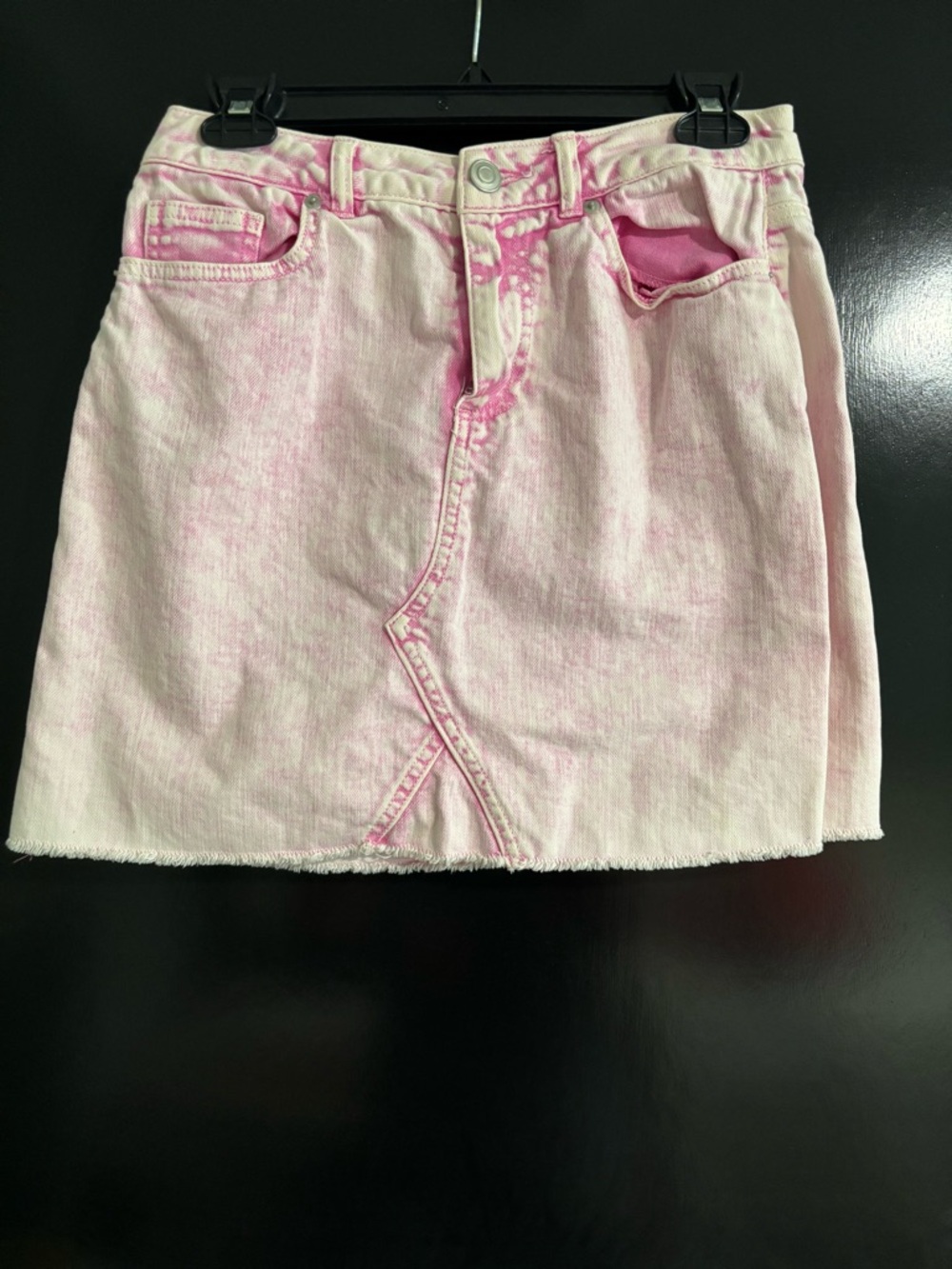 Gianni Bini Pink Tie-Dye Denim Mini Skirt